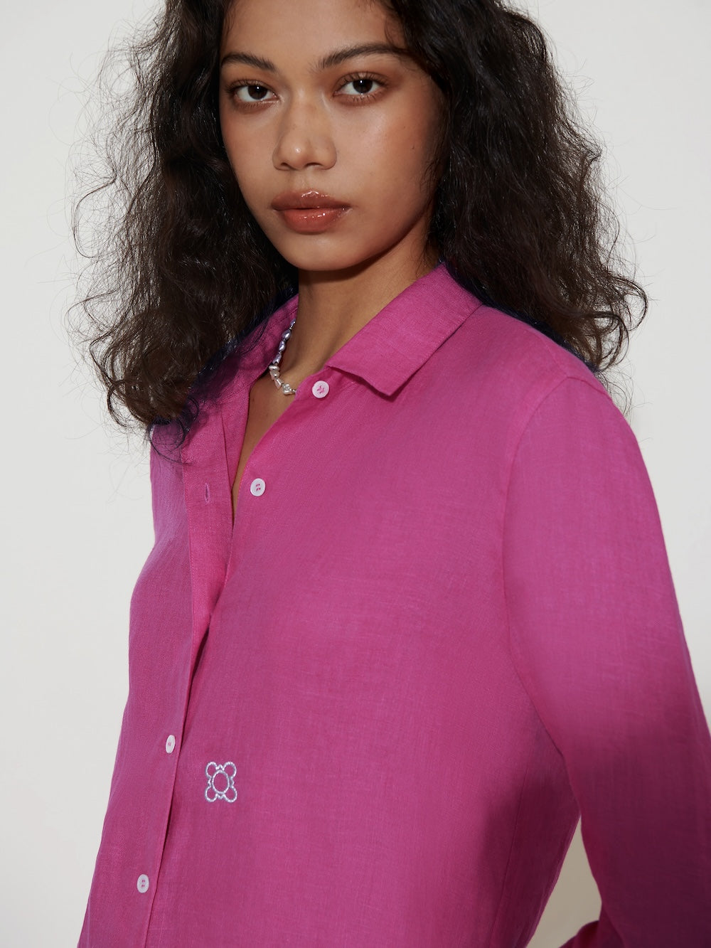 The Gardener Linen Shirt Orchids