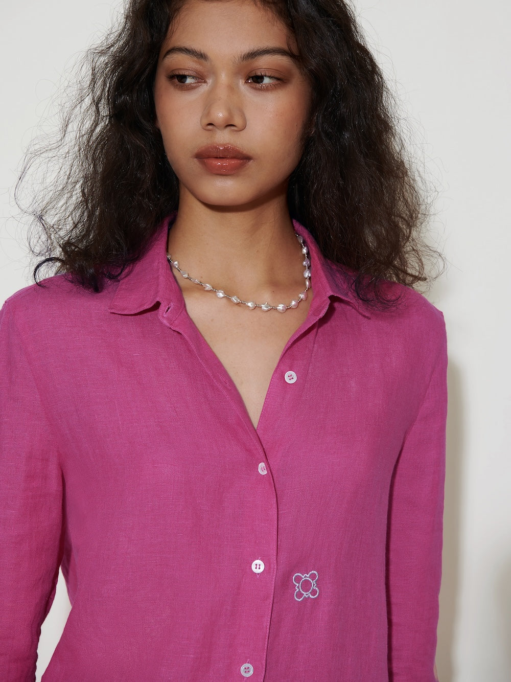 The Gardener Linen Shirt Orchids