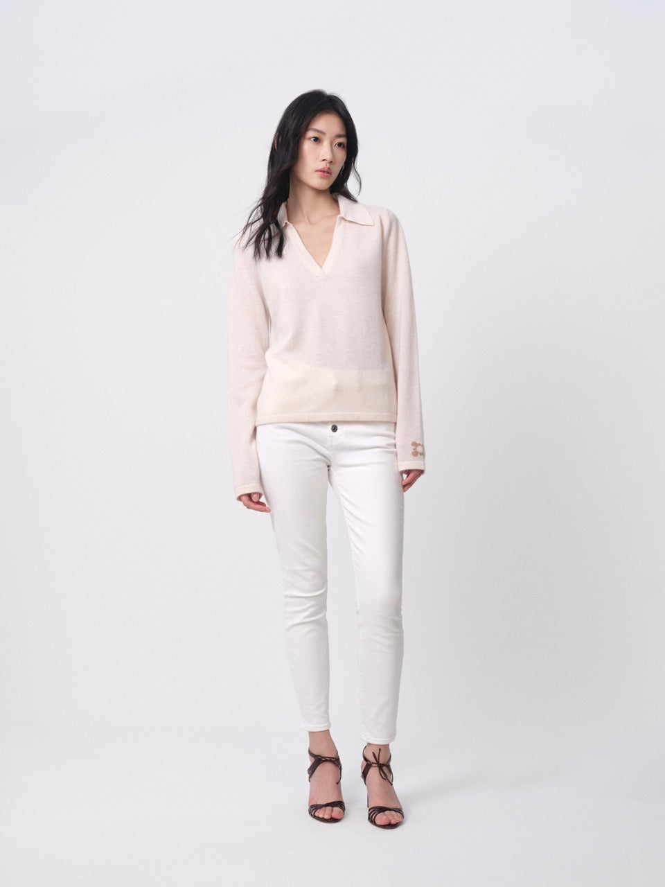 The Baker Burrata Cashmere V-Neck Polo