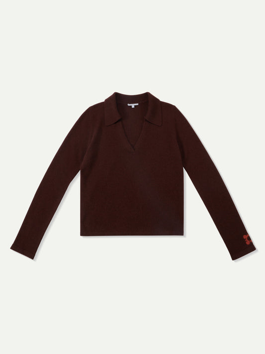 The Baker Truffle Cashmere V-Neck Polo