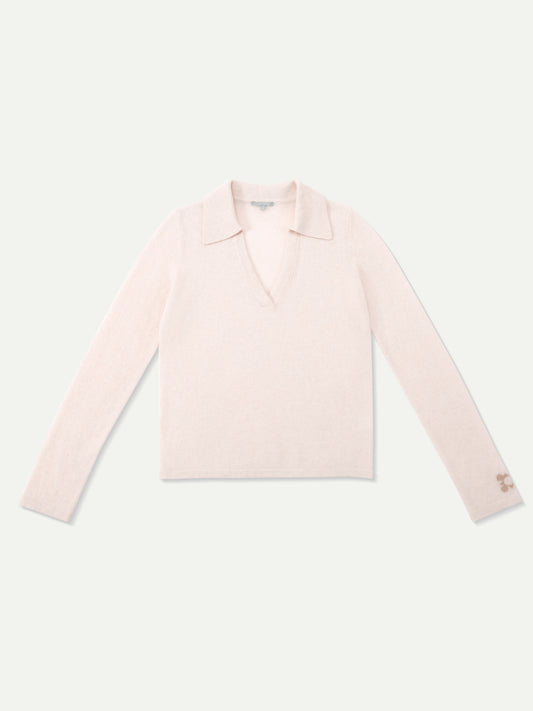 The Baker Burrata Cashmere V-Neck Polo