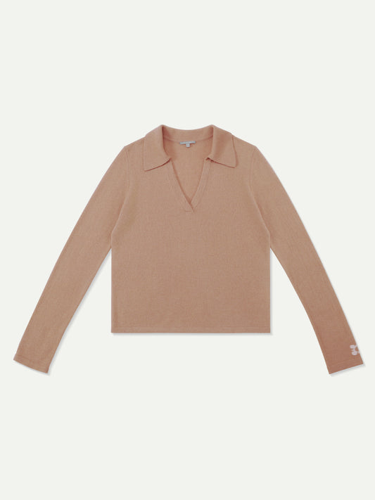The Baker Brunost Cashmere V-Neck Polo